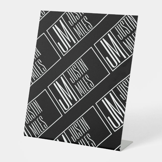 Signe De Table Initiales modernes avec nom Monogram Motif (Recto)