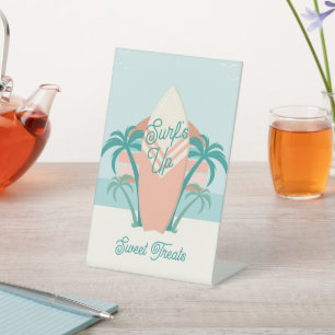 Signe De Table Inscription alimentaire rétro du surf Beach Party