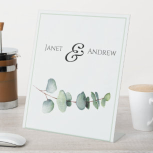Signe De Table Inscription minimaliste du Mariage Eucalyptus