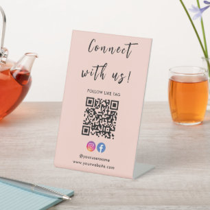 Signe De Table Instagram Facebook Qr Code Se Connecter Avec Us Bl