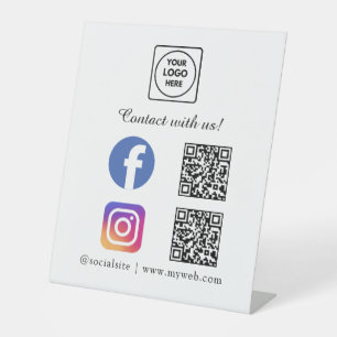 Signe De Table Instagram Facebook QR Réseaux Sociaux Présentoir d