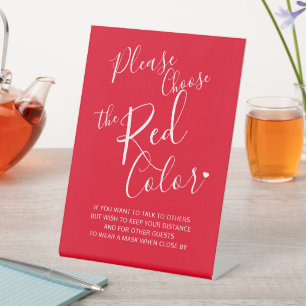 Signe De Table Instruction mariage rouge de couleur de distance s