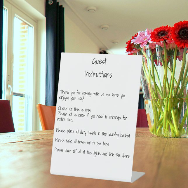 Signe De Table Instructions Information Location de maison d'hôte (Créateur téléchargé)