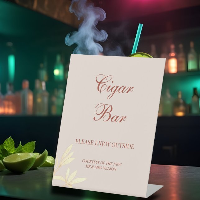 Signe De Table Intemporel Floral Rustique Mariage Cigar Bar (Créateur téléchargé)