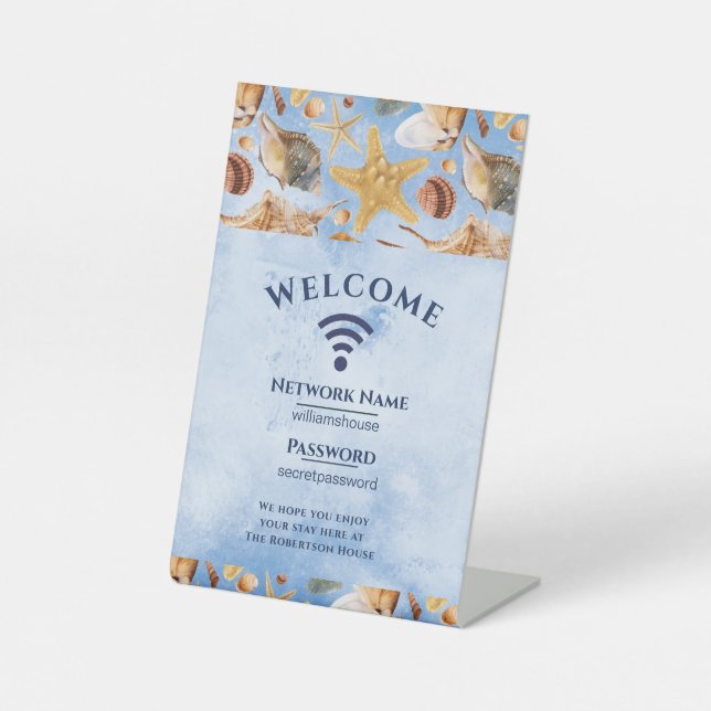 Signe De Table Internet WiFi Mot de passe Summer Sea Beach House  (Recto)