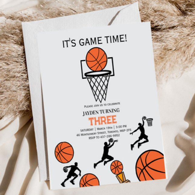 Signe De Table Invitation à une fête d'anniversaire de basketball (Créateur téléchargé)