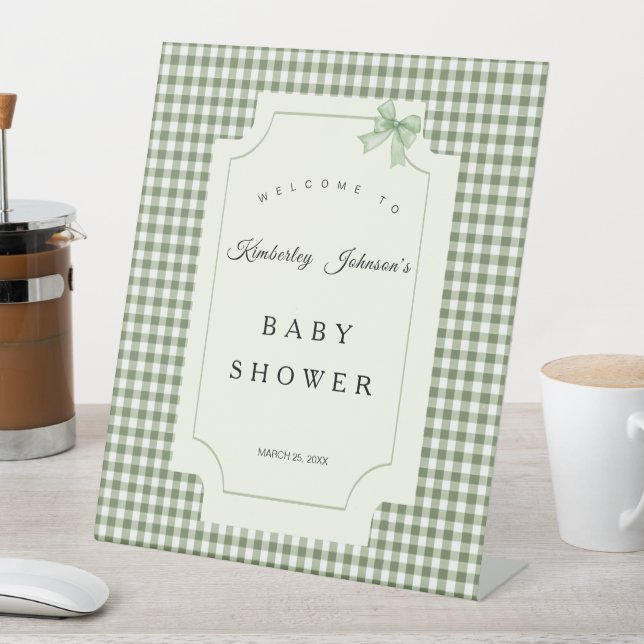 Signe De Table Invitation au Baby shower de En vichy de Sage Gree (In SItu)