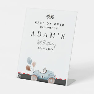 Signe De Table Invitation d'anniversaire de voiture de course, An