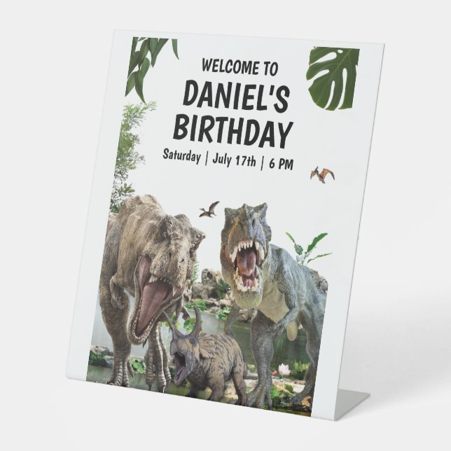 Signe De Table Invitation d'anniversaire dinosaure Dino T-Rex ann (Recto)