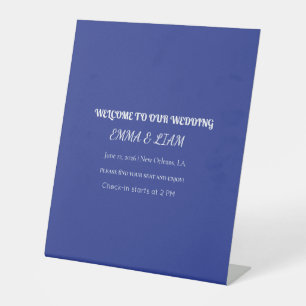 Signe De Table Invitation de mariage minimal audacieuse en bleu p