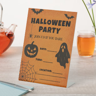 Signe De Table Invitation vintage du parti Halloween   Icônes éff