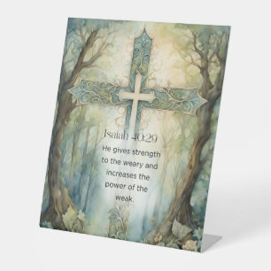 Signe De Table Isaïe 40:29 Verset Biblique Croix Chrétienne Encou