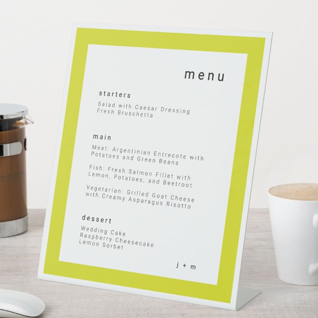 Signe De Table Island Citrus yellow wedding menu Pedestal Sign (Créateur téléchargé)