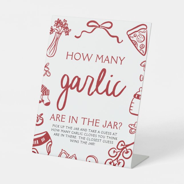 Signe De Table Italian Pizza Guess How Many Garlic Baby Shower  (Recto)
