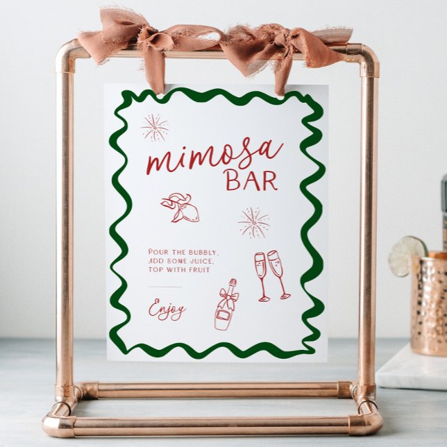 Signe De Table Italian That's Amore Bridal Shower Mimosa Bar (Mimosa Bar Sign with modern Italian colors and handdrawn illustrations)