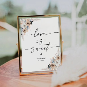 Signe De Table Ivoire Et Boho Bleu L'Amour Est Symbole Doux