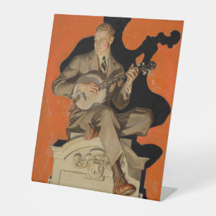 Signe De Table J.C. Leyendecker Joueur de banjo 1920 Art déco Art