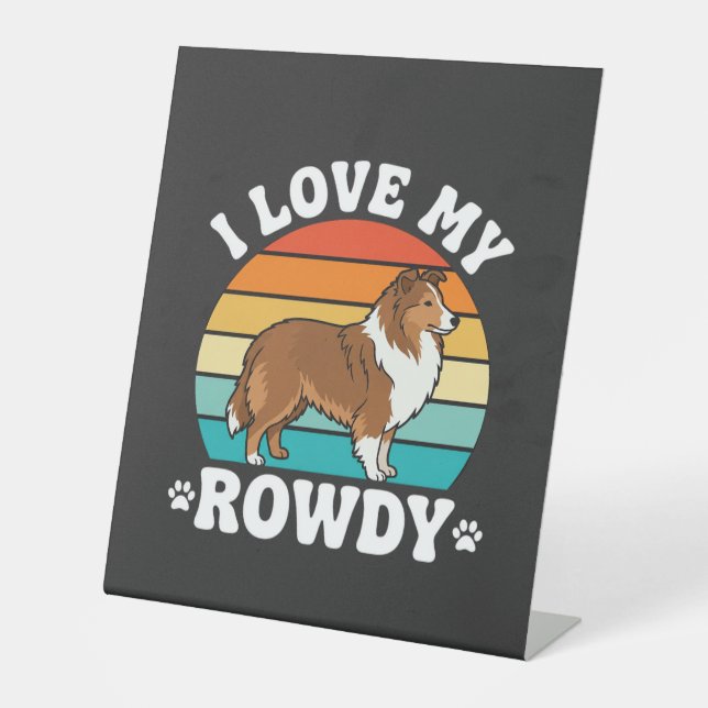 Signe De Table J'adore mon Sheltie rétro turbulent (Recto)