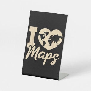 Signe De Table J'aime les cartes, Géographie