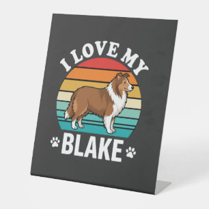 Signe De Table J'aime mon chien Colley Sunset Rétro