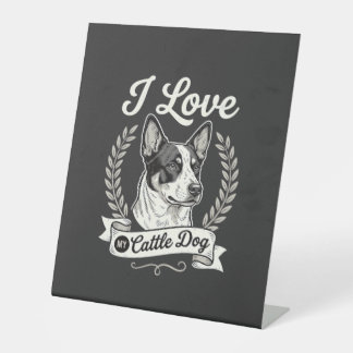 Signe De Table J'aime mon chien de troupeau vintage amateur de ch