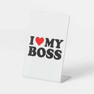 Signe De Table J'Aime Mon Patron Funny Red Heart Boss Je Coeur Me