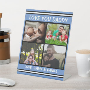 Signe De Table J'aime papa   Photo Personnalisée Pedestal Si