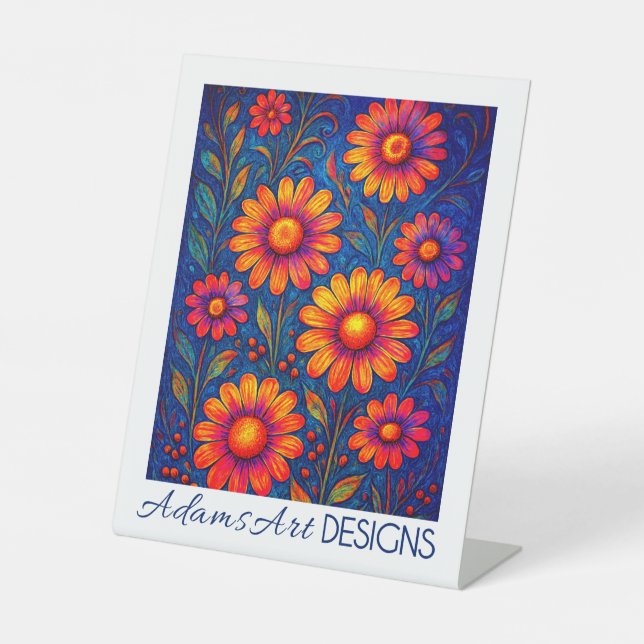 Signe De Table Jardin Floral Néon Vibrant (Recto)