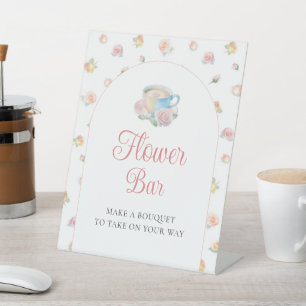 Signe De Table Jardin Floral pour Baby Shower avec Bar de Fleurs 