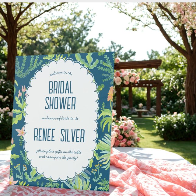 Signe De Table Jardin Jungle Aquarelle SUR MESURE ENTERREMENT DE  (Jungle Garden Watercolor Custom BRIDAL SHOWER Pedestal Sign
)