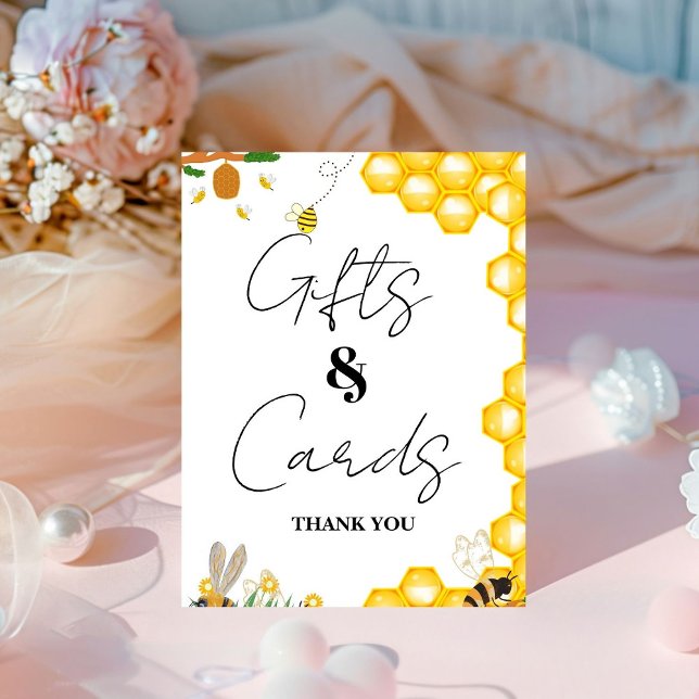 Signe De Table Jaune Bee Thanksgiving Baby shower cadeau & carte (Créateur téléchargé)