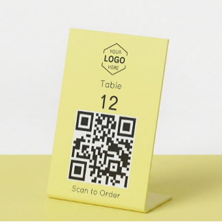 Signe De Table Jaune Beurre Scannez pour Commander Code QR Numéro