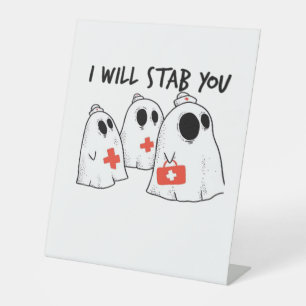 Signe De Table Je Te Te Te Te Fantôme Infirmière Drôle RN Hallowe