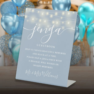 Signe De Table Jenga Livre d'or de mariage Guirlande lumineuse Bl