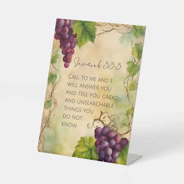 Signe De Table Jérémie 33:3 Verse de la Bible chrétienne (Recto)