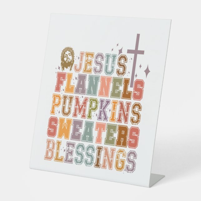 Signe De Table Jesus Flannels Chandails Citrouille Bénédiction (Recto)