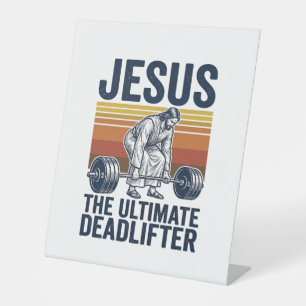 Signe De Table Jésus Le Deadlifter Ultime Chemise De Gym Vintage_