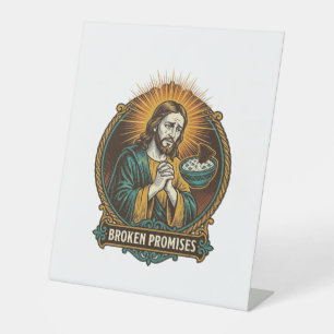 Signe De Table Jésus Puce Cassée Coincée Dans Un Bol À Trempette