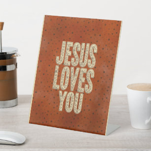 Signe De Table Jésus vous aime Encouragement chrétien rustique