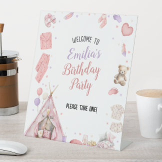 Signe De Table Jeu d'anniversaire de Sleepover Pajama