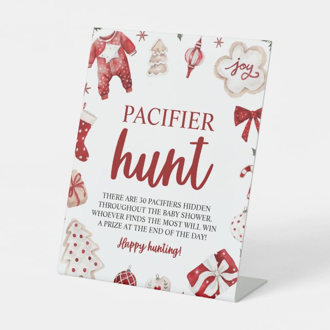 Signe De Table Jeu de Baby shower de chasse de Noël d'hiver (Recto)