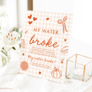 Signe De Table Jeu de Baby Shower 'Fall Cutie Pie My Water Broke'