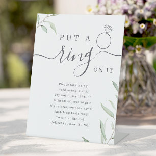 Signe De Table Jeu de baby shower "Greenery put a ring on it"