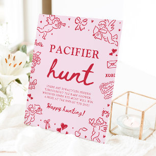 Signe De Table Jeu de chasse à la tétine bébé Saint-Valentin dess