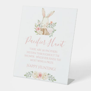 Signe De Table Jeu de chasse au Baby shower rose floral