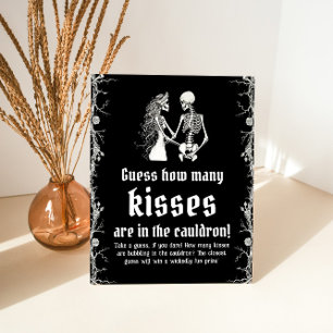 Signe De Table Jeu de devinette de bisous Halloween gothique noir