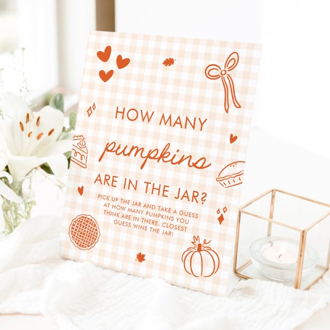Signe De Table Jeu de devinette de citrouilles Cutie Pie Orange d (Fall Orange Cutie Pie Guess How Many Pumpkins Game Sign)