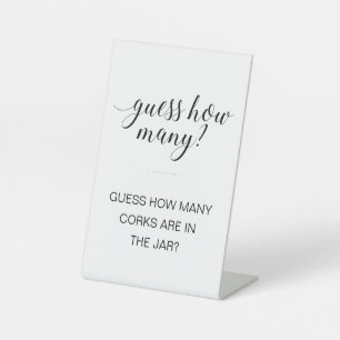 Signe De Table Jeu de devinette du nombre de bouchons pour la bab