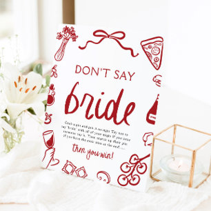 Signe De Table Jeu de fête de mariage italien rouge Ne dites pas 