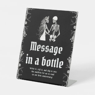 Signe De Table Jeu de message dans une bouteille de Halloween squ